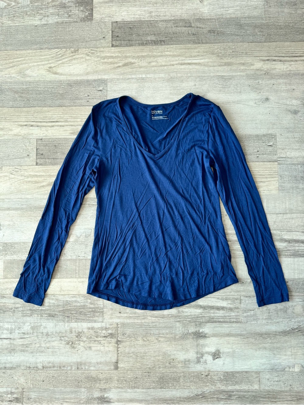Haven Well Within Navy Blue Modal Long Sleeve Women's Top Size Small I2
